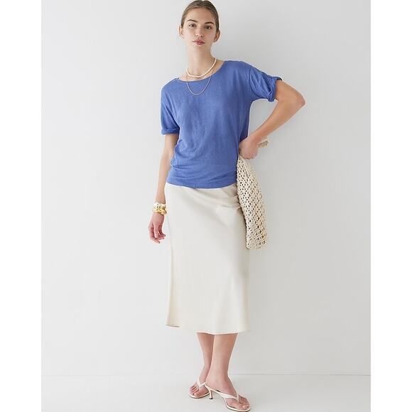 J.Crew Relaxed Roll-Cuff Linen Short Sleeve Blue Tee Size XS - Picture 4 of 13
